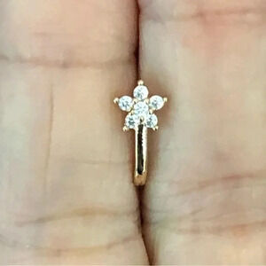 Gold Star Flower Non-Perforated U-Shape Nose Septum Ring Clip Stud